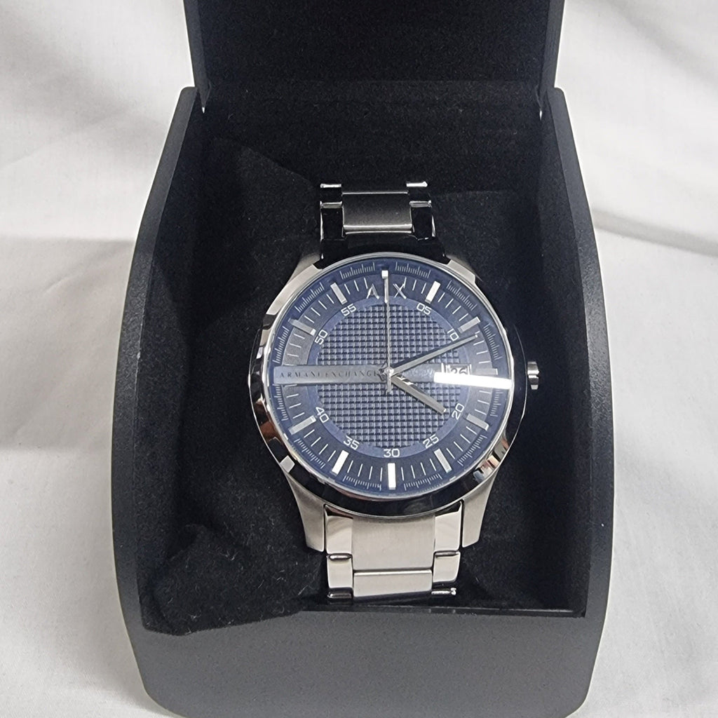 Armani Exchange Hampton AX2132 Men's Chronograph – Blue Dial with Silver Stainless Steel Bracelet