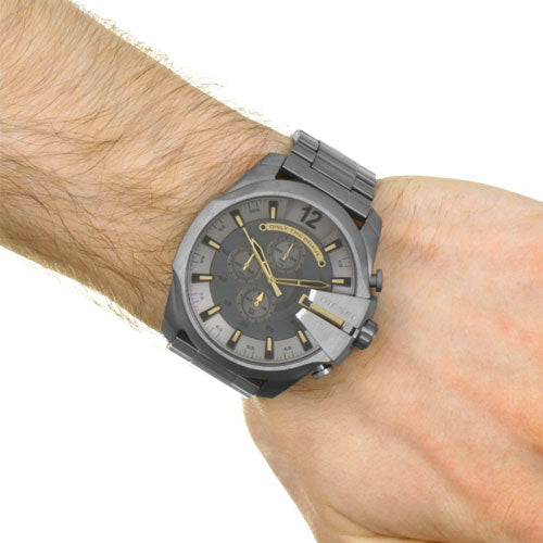 Diesel DZ4466 Mega Chief Chronograph Men's Watch – Grey Dial & Grey Stainless Steel Strap