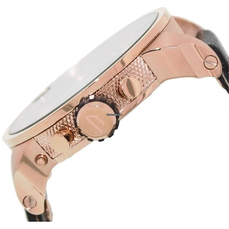 Diesel DZ7282 Little Daddy Men's Watch – Black & Gold Dial & Black Leather Strap