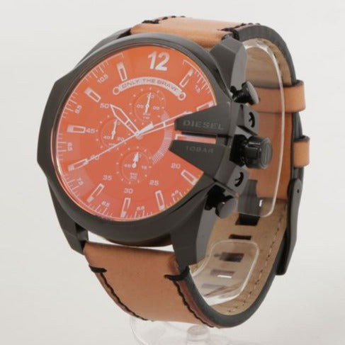 Diesel DZ4476 Mega Chief Chronograph Men's Watch – Black Dial & Brown Leather Strap