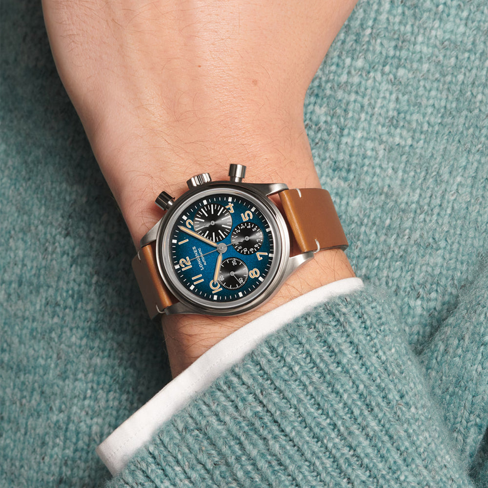 longines Avigation BigEye 41mm - Blue on Leather Strap
