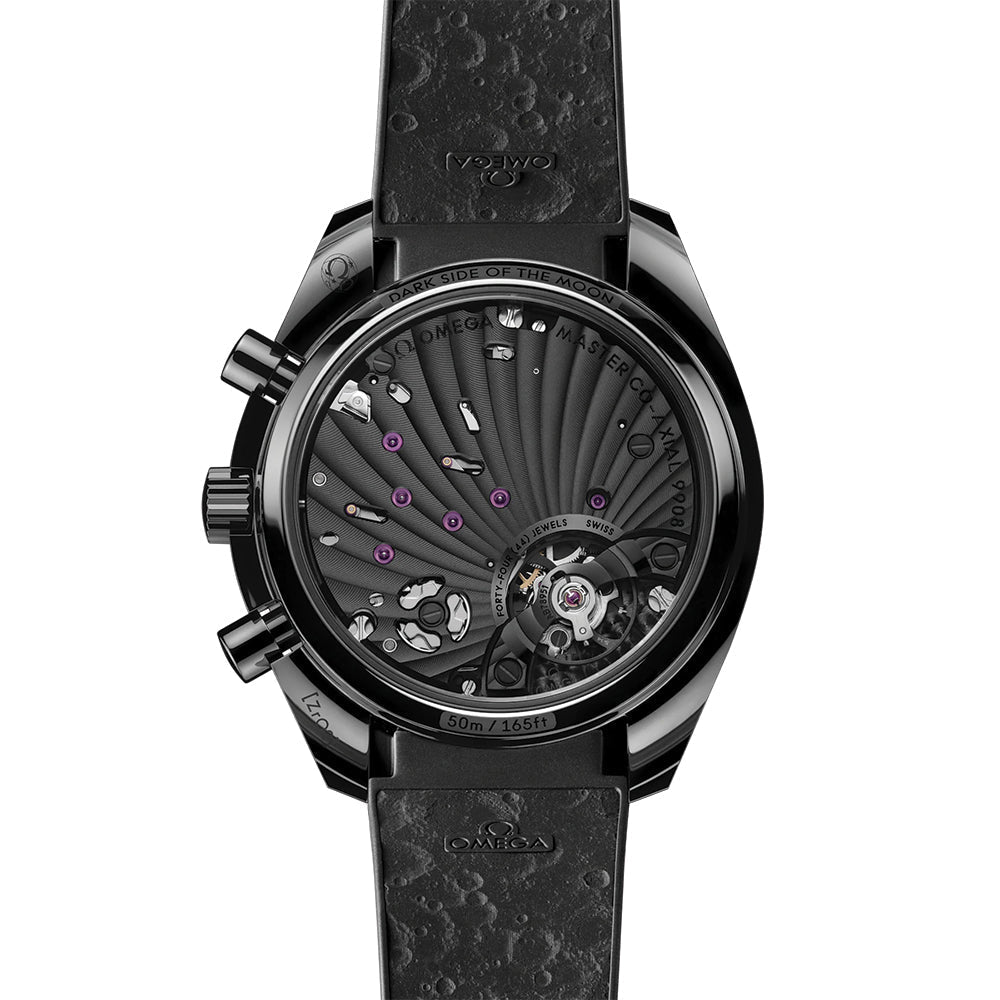 OMEGA Speedmaster Dark Side of the Moon Black Ceramic 44.25mm - Full Black w/ Red Seconds Hand on Rubber Strap