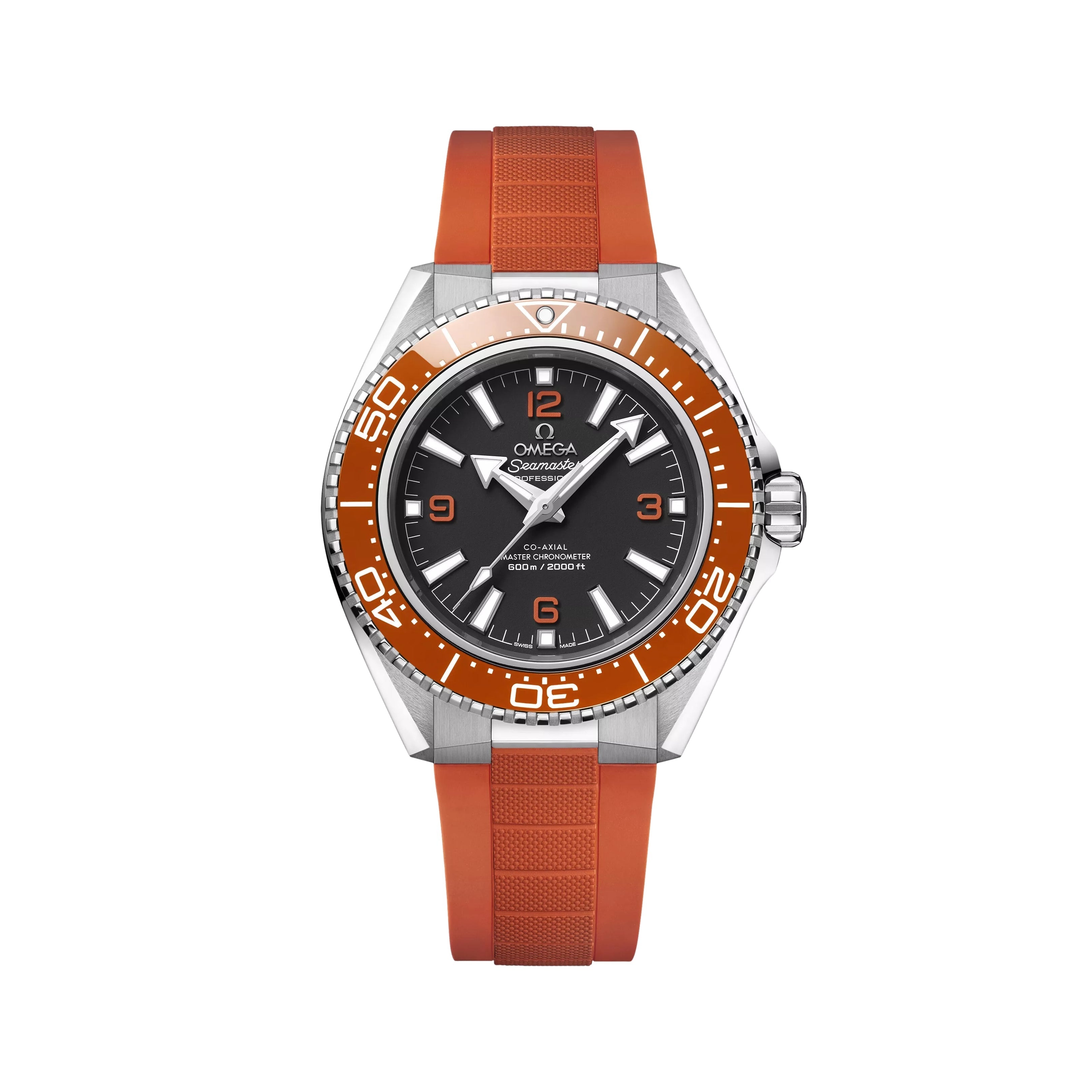 OMEGA Seamaster Planet Ocean 600M 42mm - Black and Orange on Orange Rubber Strap