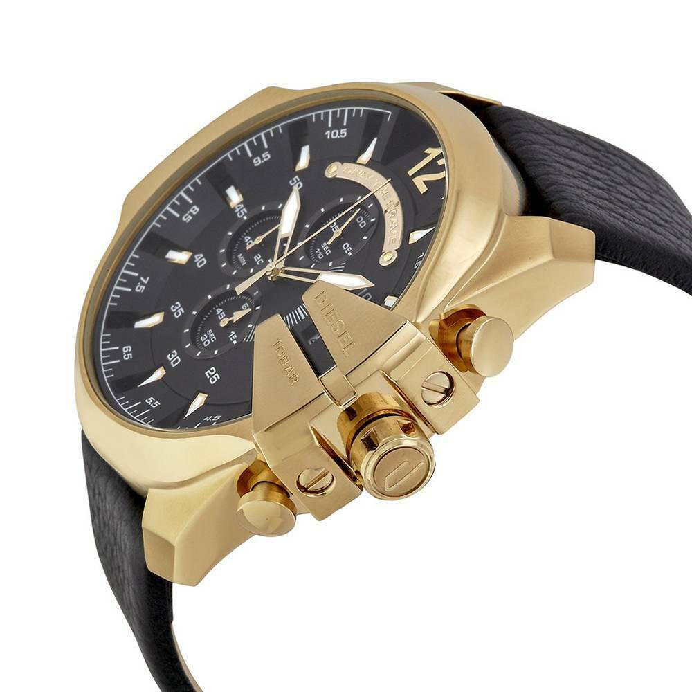 Diesel DZ4344 Mega Chief Chronograph Men's Watch – Black Dial & Black Leather Strap