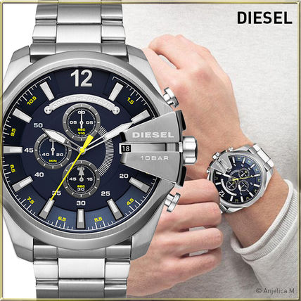 Diesel DZ4465 Mega Chief Chronograph Men's Watch – Blue Dial & Silver Stainless Steel Strap