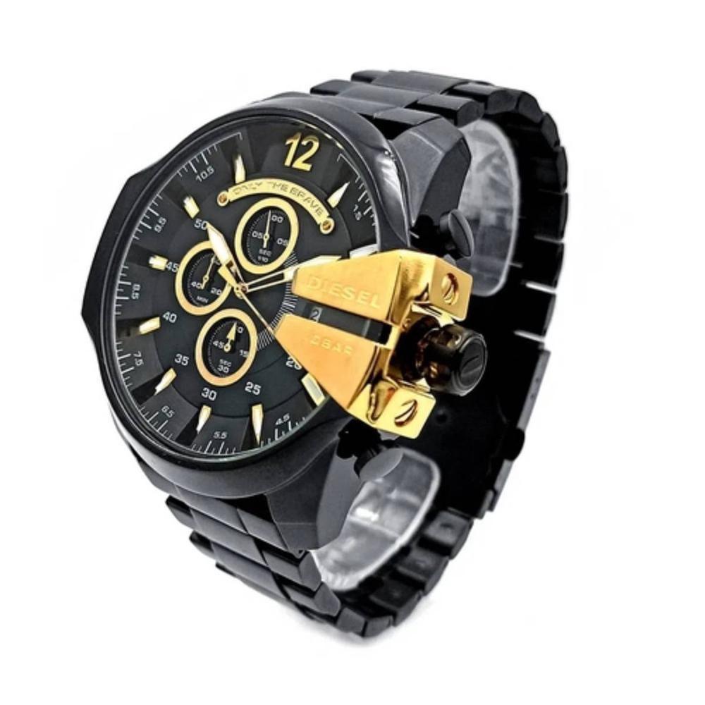 Diesel DZ4338 Mega Chief Chronograph Men's Watch – Black Dial & Black Stainless Steel Strap