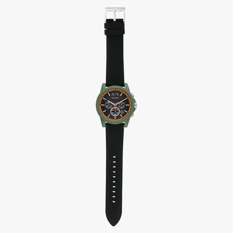 Armani Exchange Outerbanks AX1348 Men's Chronograph Watch – Black Dial with Black Silicone Strap