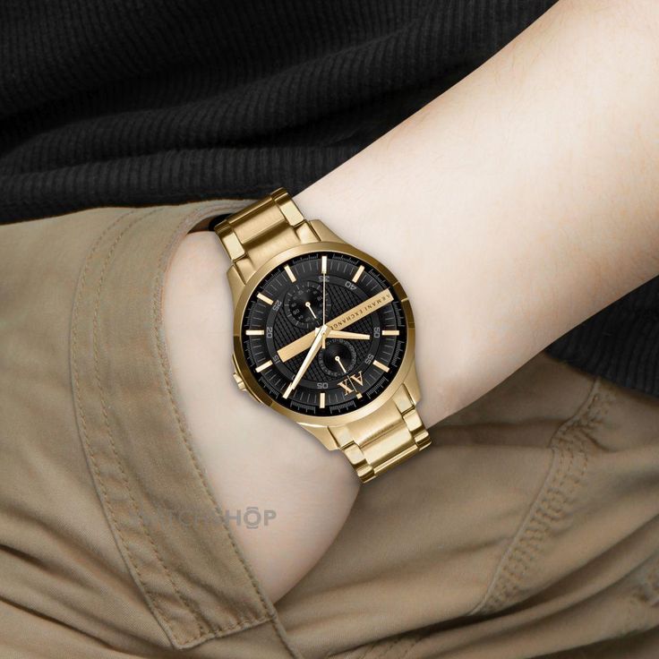 Armani Exchange Hampton AX2122 Men's Chronograph Watch – Black Dial with Gold Stainless Steel Strap