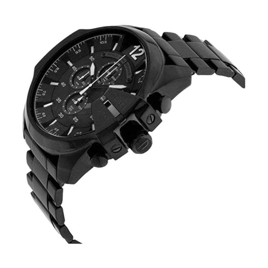 Diesel DZ4283 Mega Chief Chronograph Men's Watch – Black Dial & Black Steel Strap