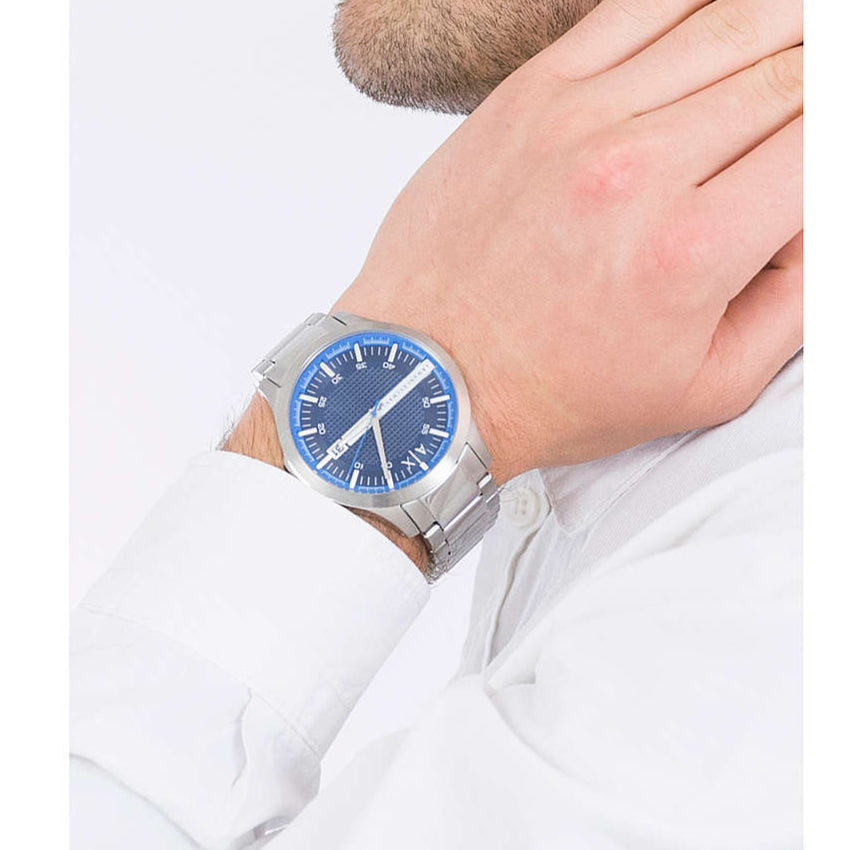 Armani Exchange Hampton AX2132 Men's Chronograph – Blue Dial with Silver Stainless Steel Bracelet
