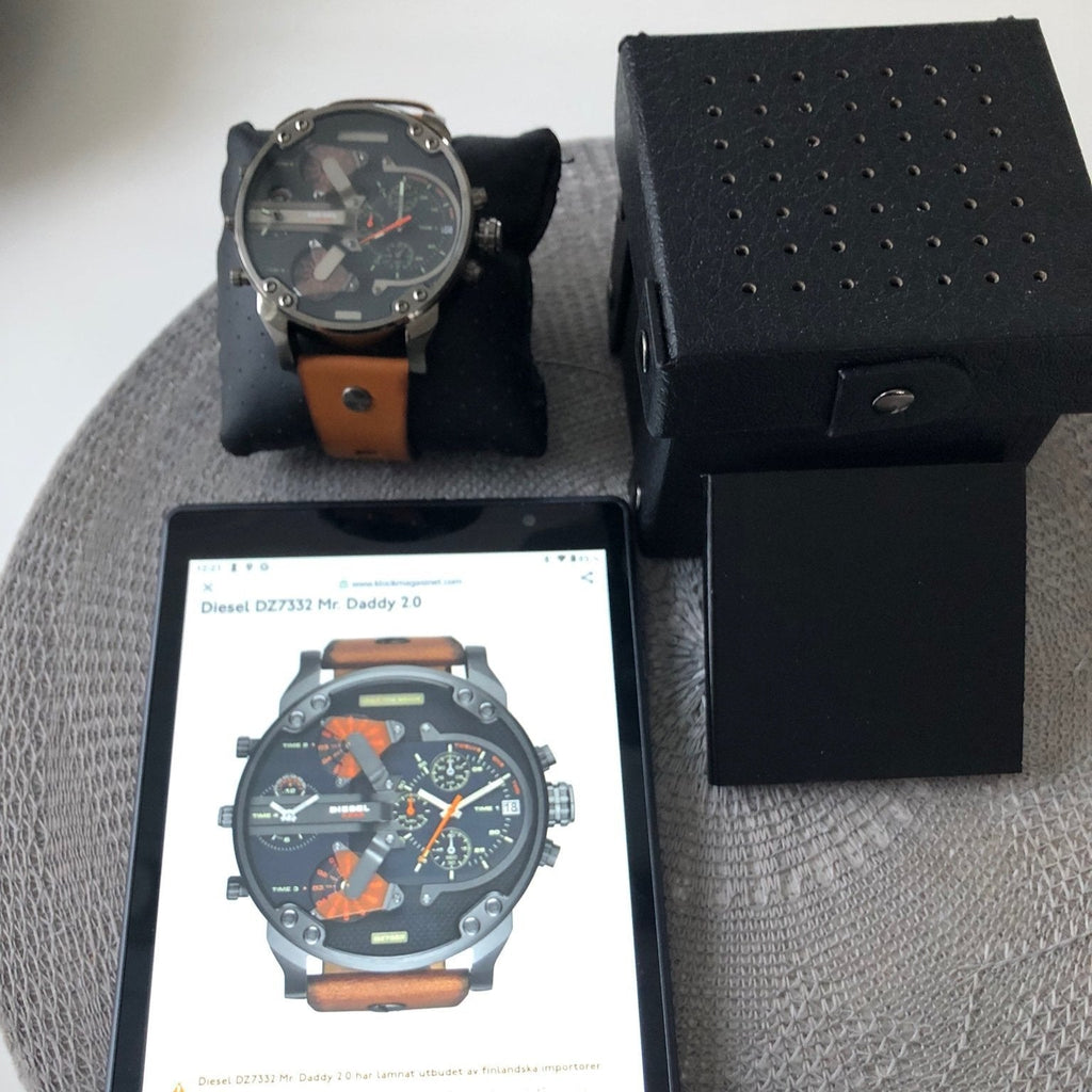 Diesel DZ7332 Mr. Daddy 2.0 Chronograph Men's Watch – Black Dial & Brown Leather Strap