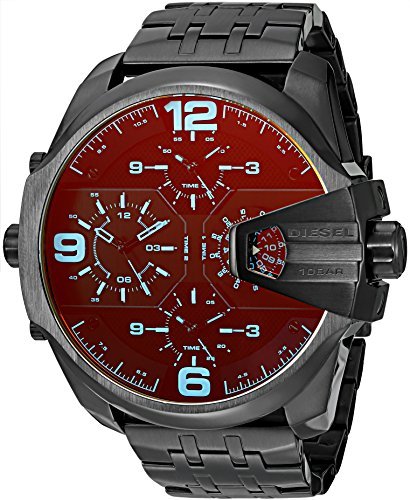 Diesel DZ7373 Uber Chief Chronograph Men's Watch – Red Dial & Black Steel Strap