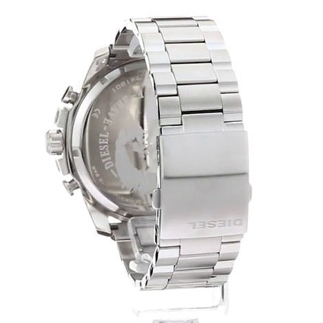 Diesel DZ4477 Mega Chief Chronograph Men's Watch – White Dial & Silver Stainless Steel Strap