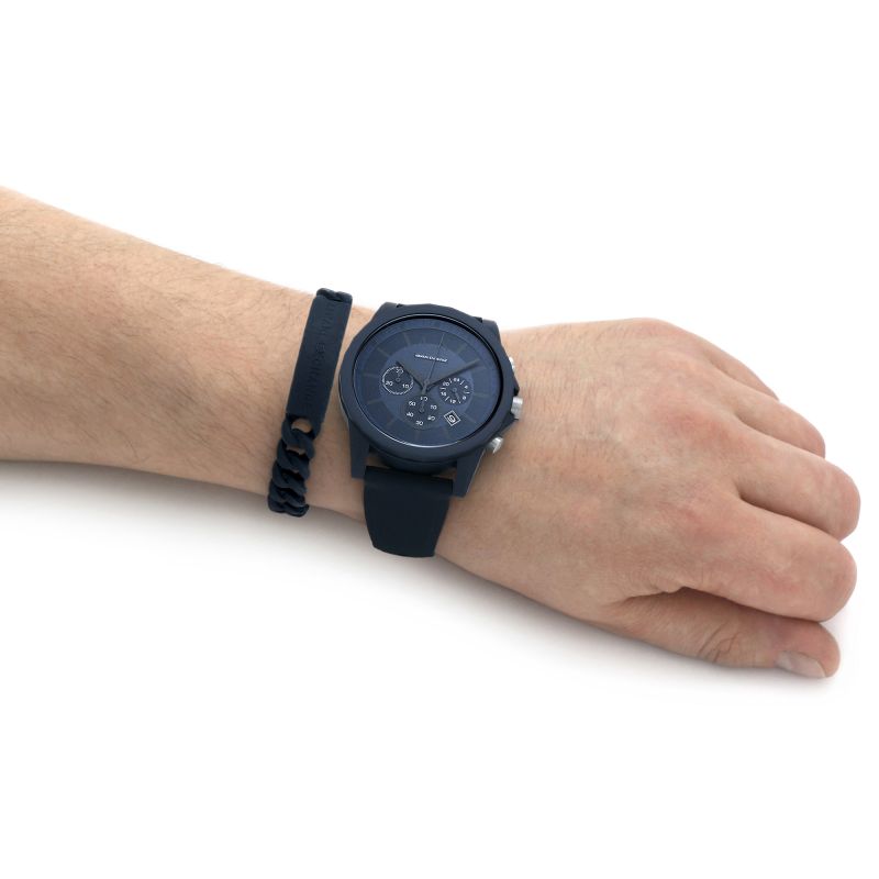 Armani Exchange Outerbanks AX7128 Men's Chronograph Watch – Blue Dial with Blue Silicone Strap