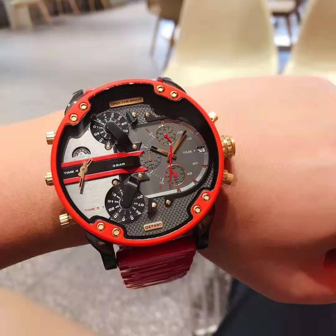 Diesel DZ7430 Mr. Daddy 2.0 Chronograph Men's Watch – Grey Dial & Red Rubber Strap