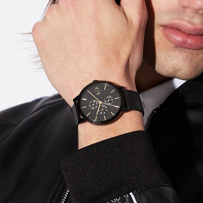 Armani Exchange Cayde AX2716 Men's Chronograph – Black Dial with Black Mesh Stainless Steel Strap