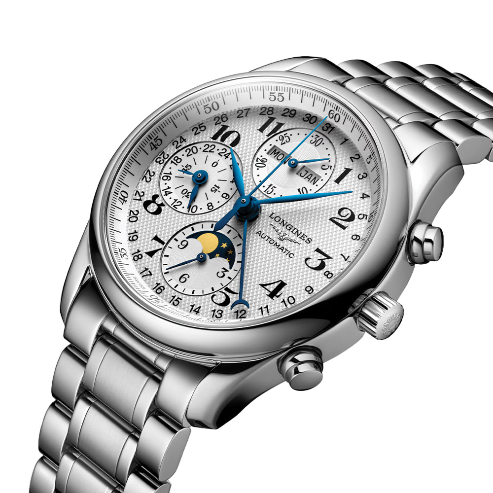 longines Master Collection Chronograph Moonphase 40mm - Silver on Bracelet