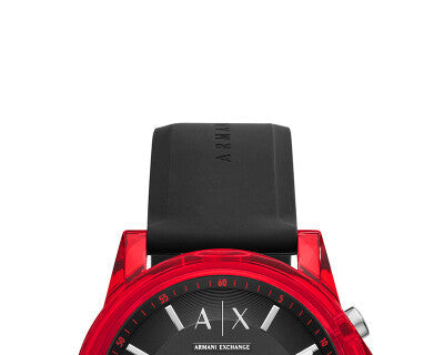 Armani Exchange Outerbanks AX1338 Men's Chronograph Watch – Black Dial with Black Silicone Strap