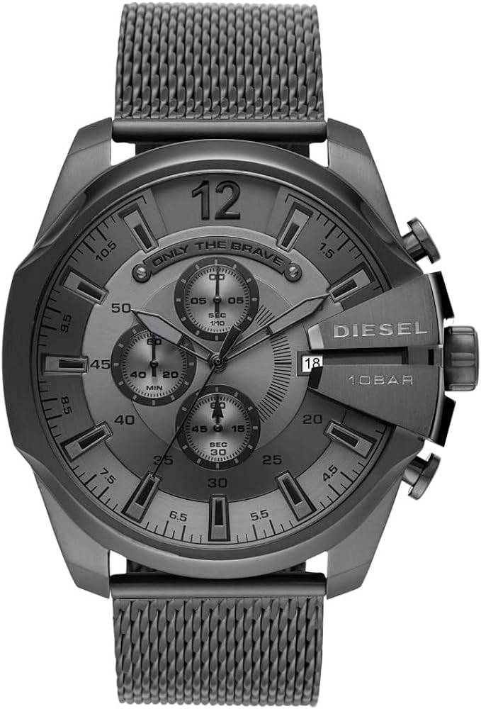 Diesel DZ4527 Mega Chief Chronograph Men's Watch – Black Dial & Black Mesh Strap