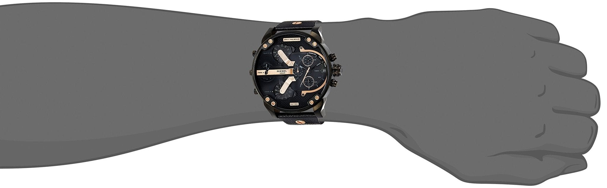Diesel DZ7350 Mr. Daddy 2.0 Chronograph Men's Watch – Black Dial & Black Leather Strap