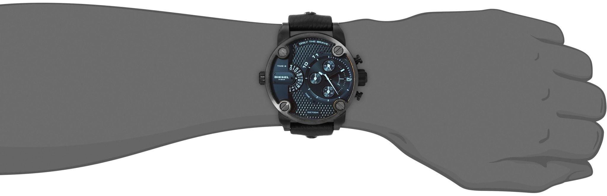 Diesel DZ7334 Little Daddy Chronograph Men's Watch – Black Dial & Black Leather Strap