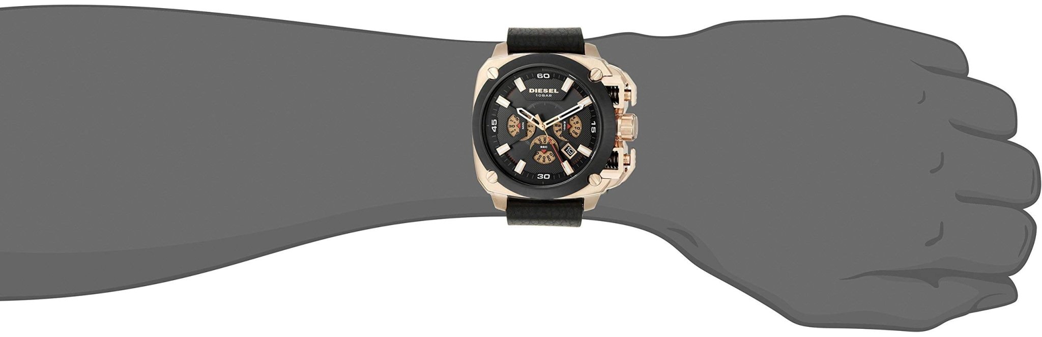 Diesel DZ7346 BAMF Chronograph Men's Watch – Black Dial & Black Leather Strap