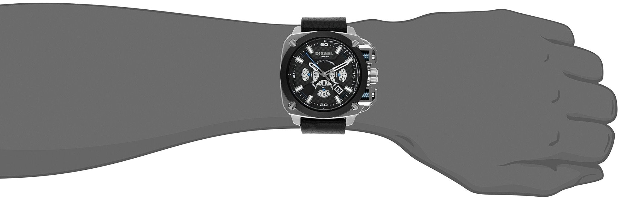 Diesel DZ7345 BAMF Chronograph Men's Watch – Black Dial & Black Leather Strap