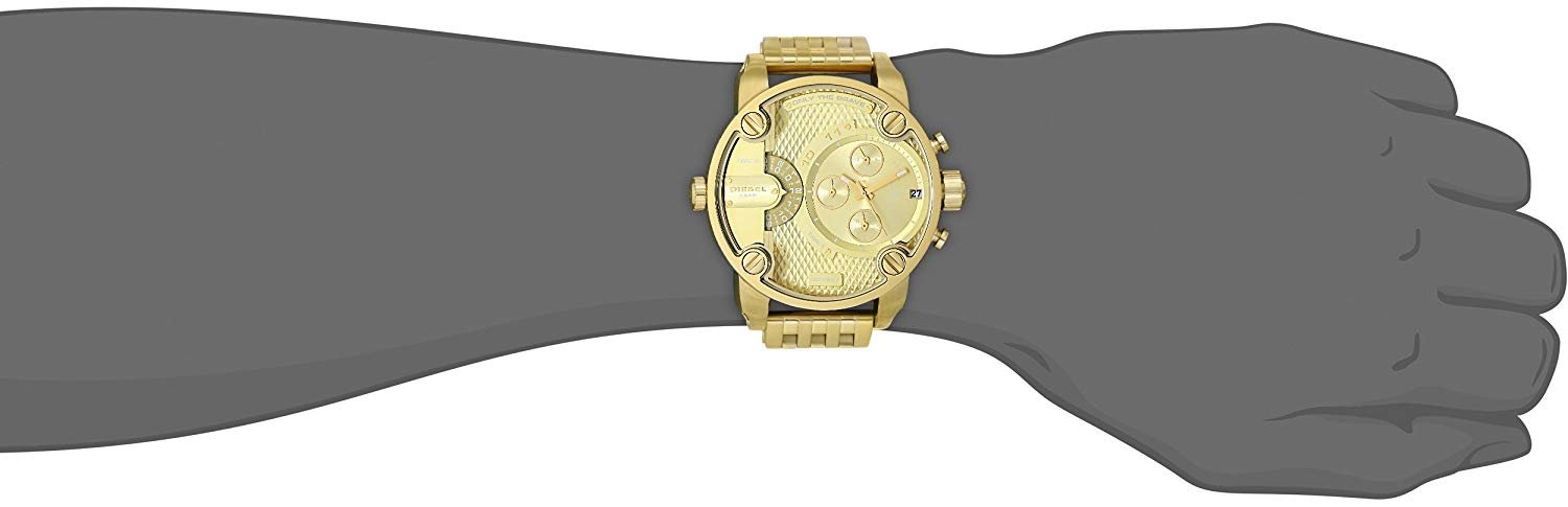 Diesel DZ7287 Big Daddy Analog Men's Watch – Gold Dial & Gold Stainless Steel Strap