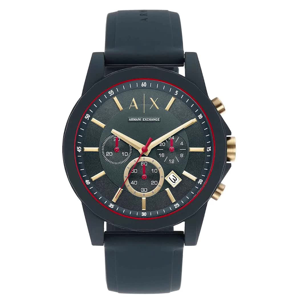 Armani Exchange Outerbanks AX1335 Men's Chronograph Watch – Blue Dial with Blue Silicone Strap