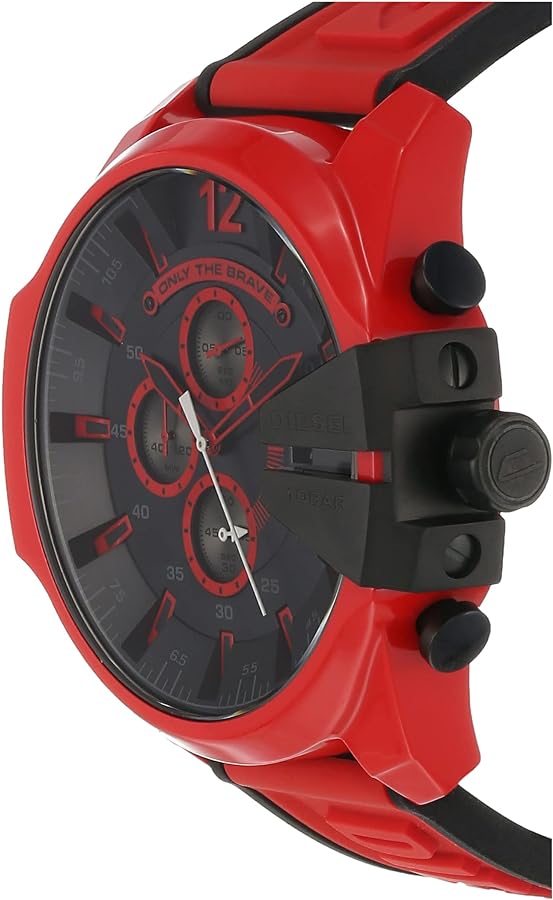 Diesel DZ4526 Mega Chief Chronograph Men's Watch – Black Dial & Red Rubber Strap