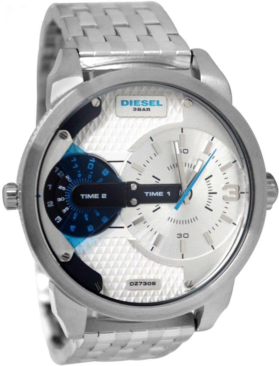 Diesel DZ7305 Mini Daddy Dual Time Men's Watch – Silver Dial & Stainless Steel Strap