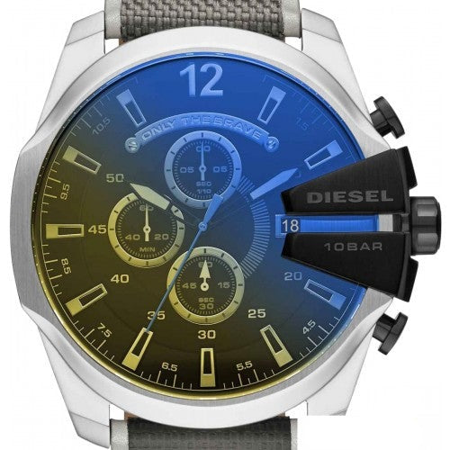 Diesel DZ4523 Mega Chief Chronograph Men's Watch – Black Dial & Grey Nylon Strap