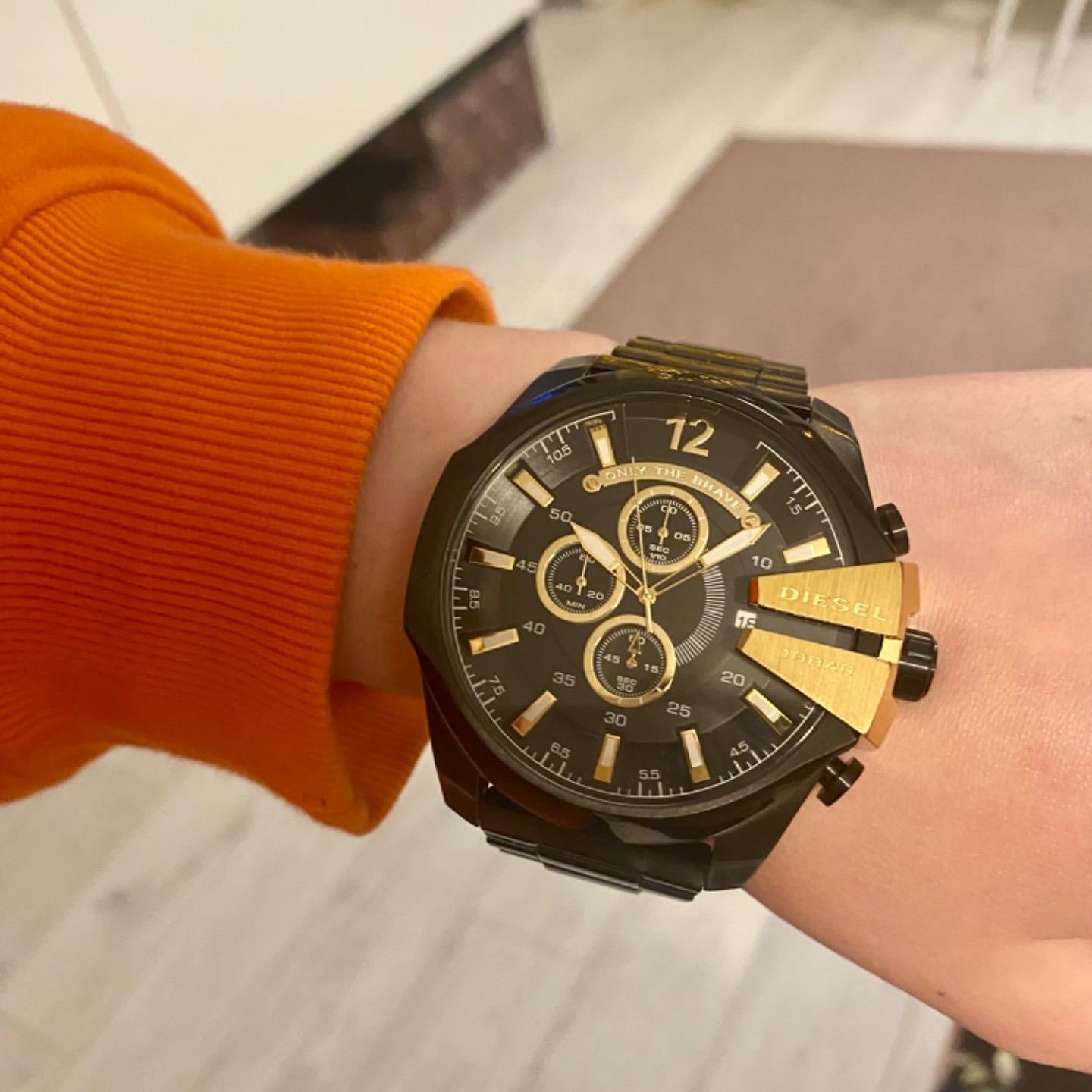 Diesel DZ4338 Mega Chief Chronograph Men's Watch – Black Dial & Black Stainless Steel Strap