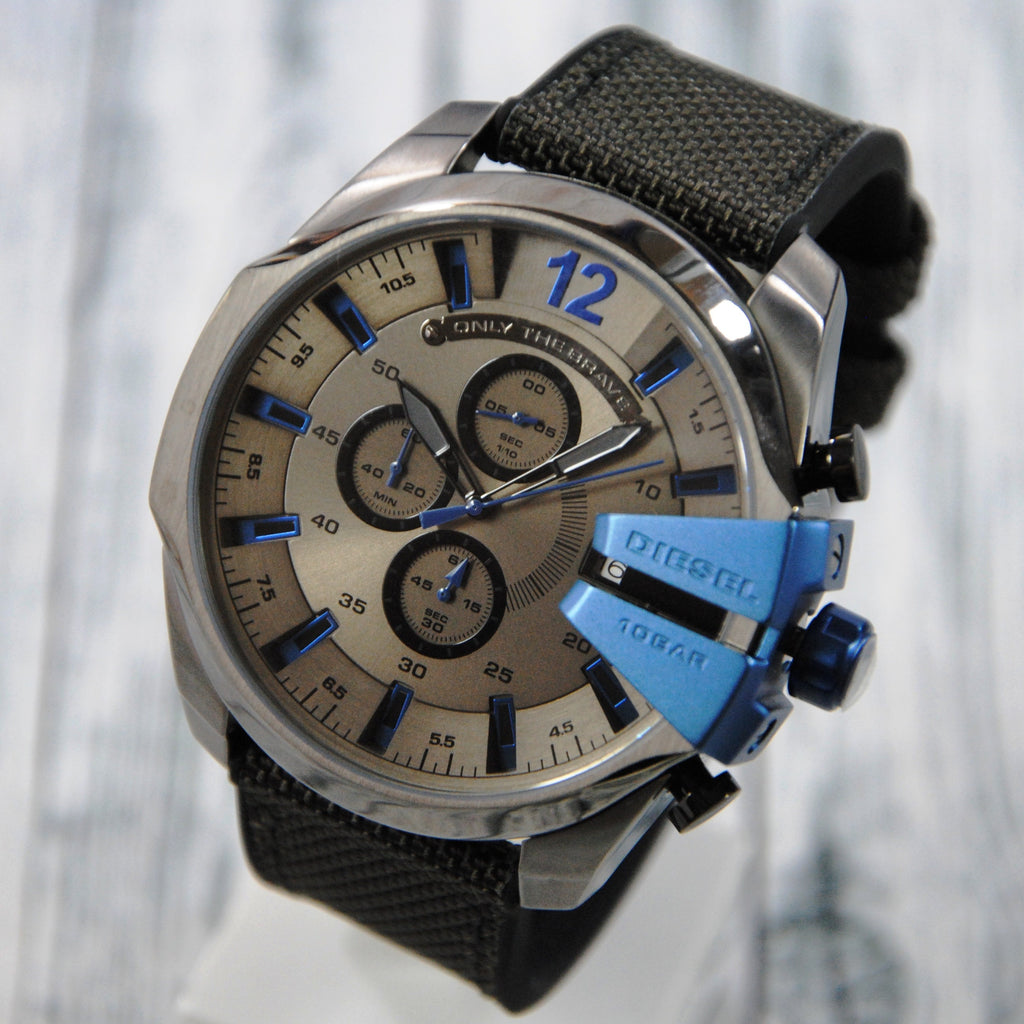 Diesel DZ4500 Mega Chief Chronograph Men's Watch – Black Dial & Black Nylon Strap
