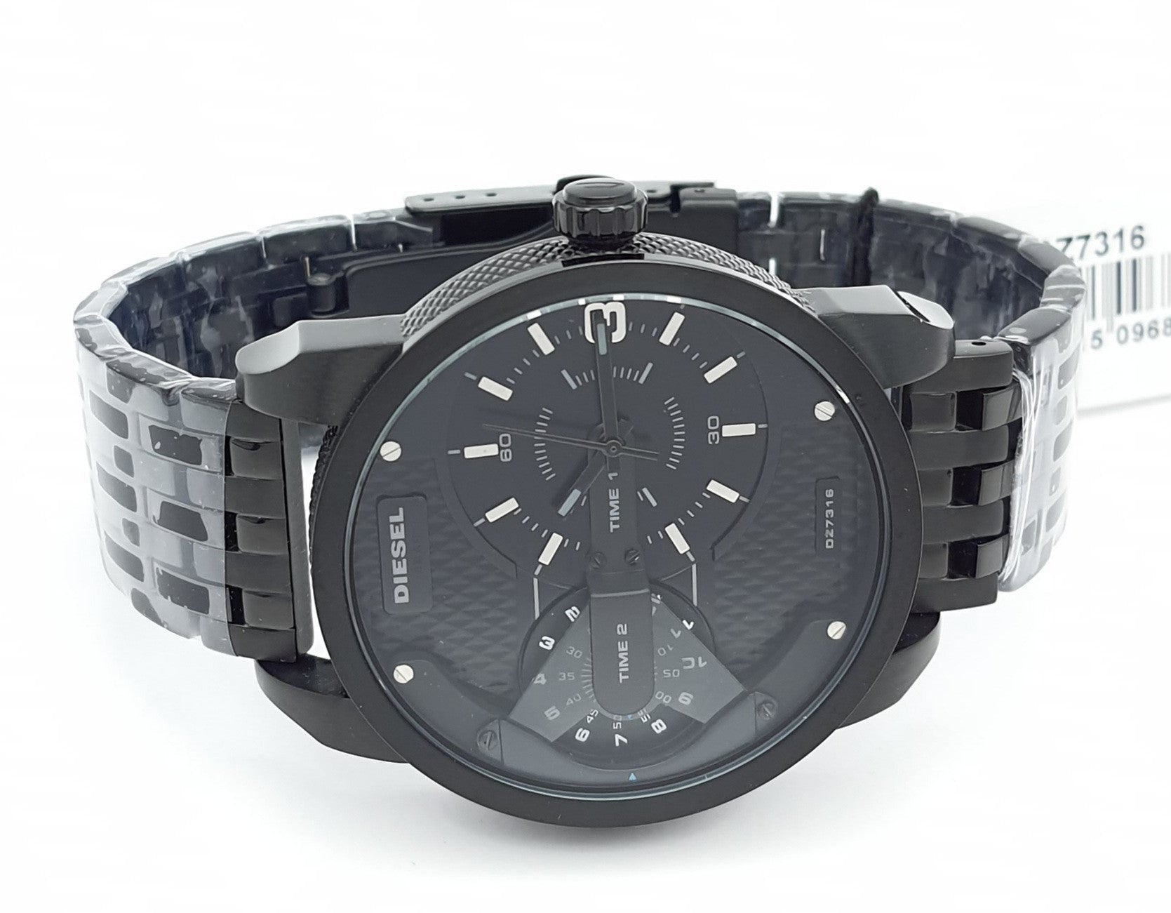 Diesel DZ7316 Mini Daddy Dual Time Men's Watch – Black Dial & Black Stainless Steel Strap