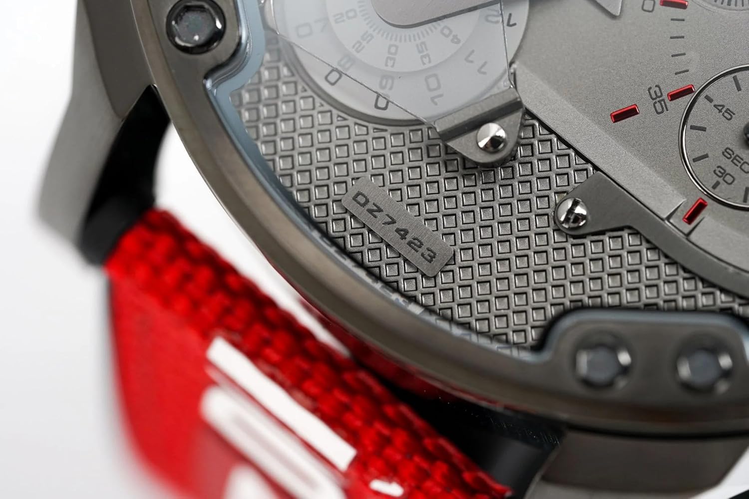 Diesel DZ7423 Mr. Daddy 2.0 Chronograph Men's Watch – Grey Dial & Red Rubber Strap
