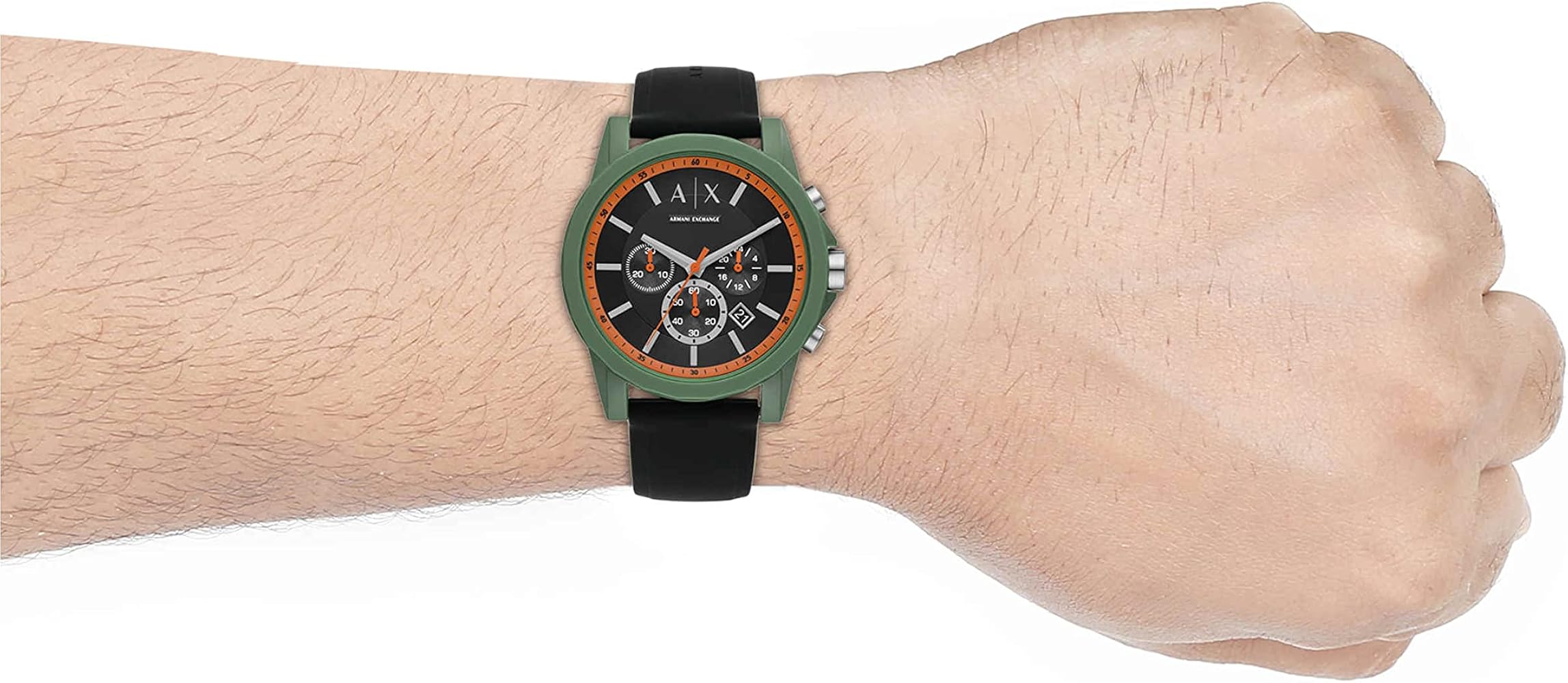 Armani Exchange Outerbanks AX1348 Men's Chronograph Watch – Black Dial with Black Silicone Strap