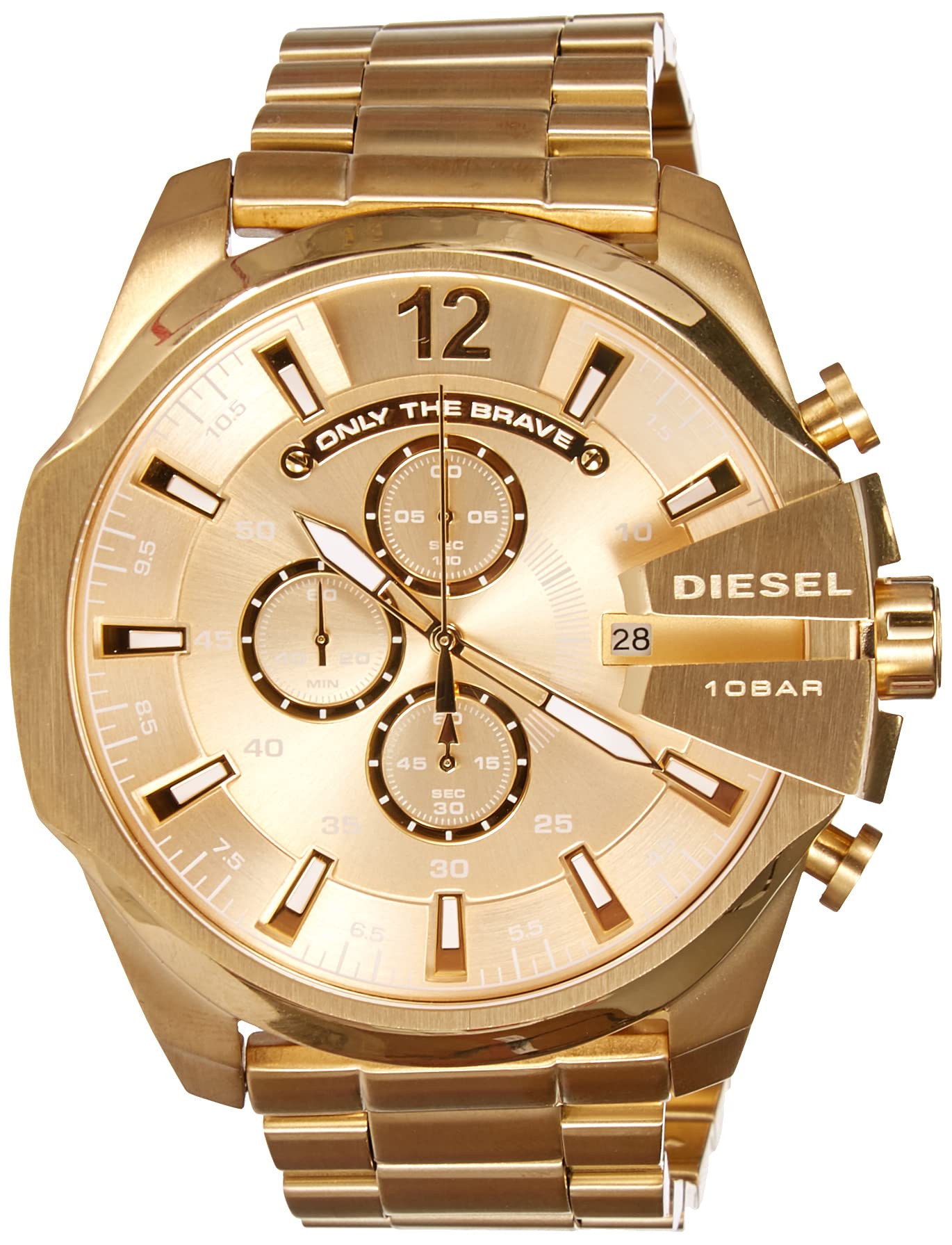 Diesel DZ4360 Mega Chief Chronograph Men's Watch – Gold Dial & Gold Stainless Steel Strap