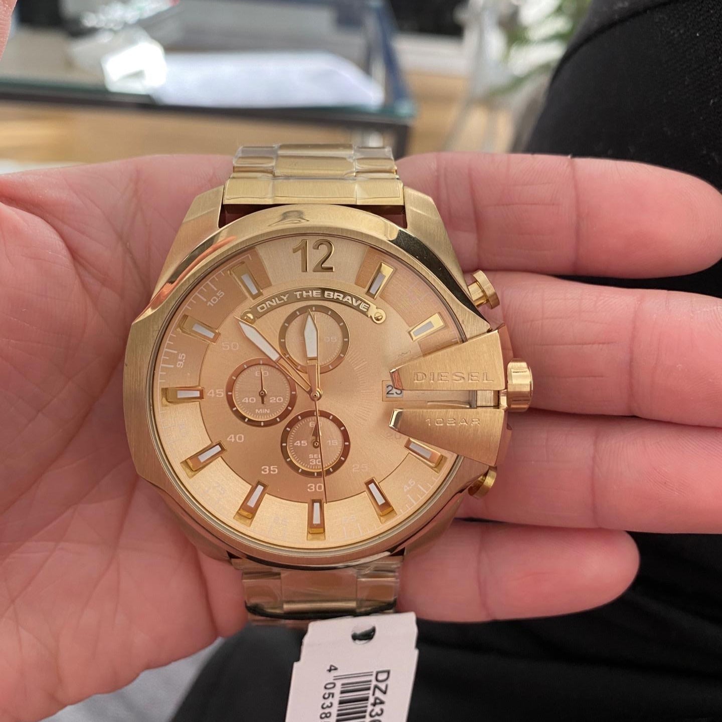 Diesel DZ4360 Mega Chief Chronograph Men's Watch – Gold Dial & Gold Stainless Steel Strap