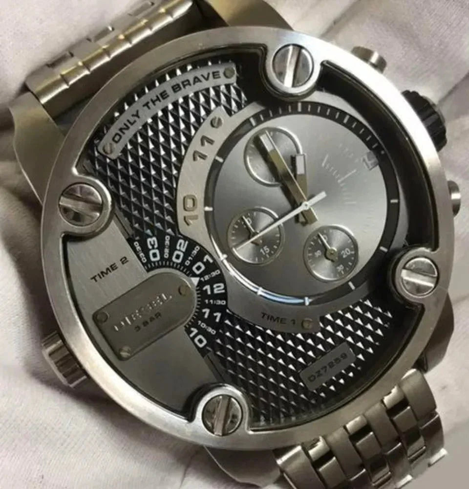 Diesel DZ7259 Little Daddy Chronograph Men's Watch – Black Dial & Silver Stainless Steel Strap