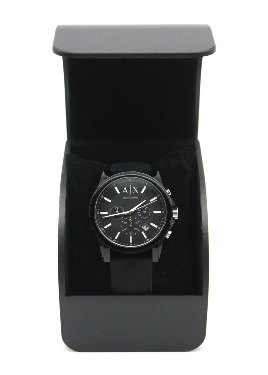 Armani Exchange Outerbanks AX1326 Men's Chronograph Watch – Black Dial with Black Silicone Strap
