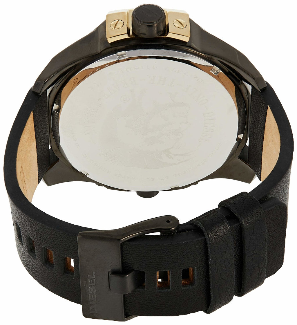 Diesel DZ7377 Uber Chief Two-Hand Men's Watch – Black Dial & Black Leather Strap