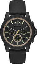 Armani Exchange Outerbanks AX1343 Men's Chronograph Watch – Black Dial with Black Silicone Strap