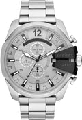 Diesel DZ4501 Mega Chief Chronograph Men's Watch – Silver Dial & Silver Stainless Steel Strap