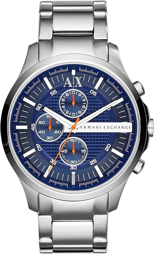 Armani Exchange Hampton AX2155 Men's Chronograph Watch – Blue Dial with Silver Stainless Steel Strap