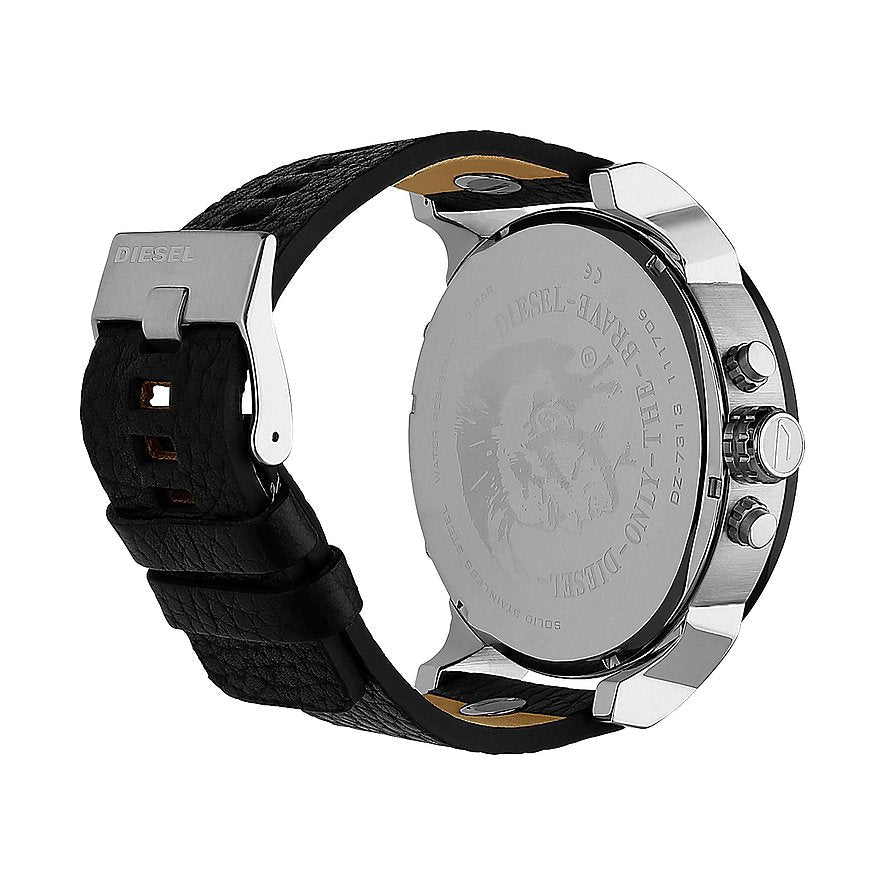 Diesel DZ7313 Mr. Daddy Chronograph Men's Watch – Black Dial & Black Leather Strap
