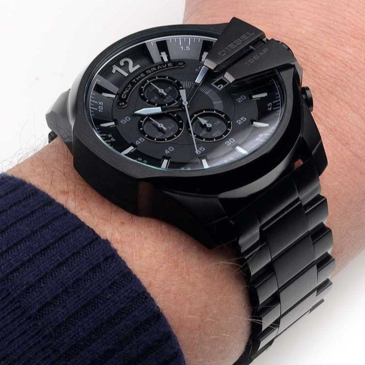 Diesel DZ4355 Mega Chief Chronograph Men's Watch – Black Dial & Black Stainless Steel Strap