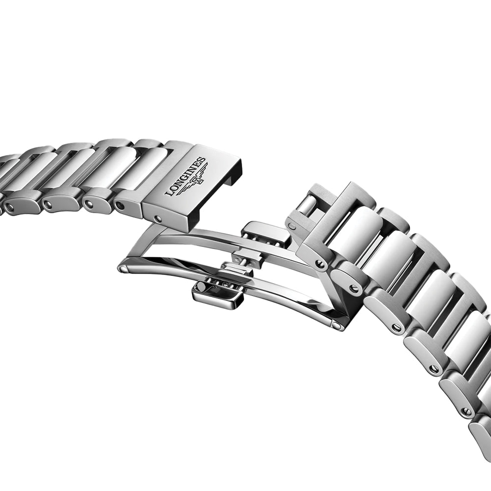 longines Conquest 34mm - White, Mother-of-Pearl w/ Diamonds on Bracelet