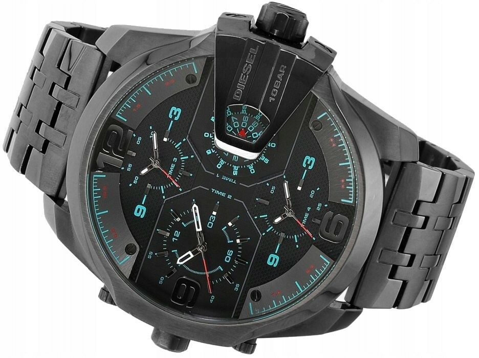 Diesel DZ7372 Uber Chief Chronograph Men's Watch – Black Dial & Grey Stainless Steel Strap