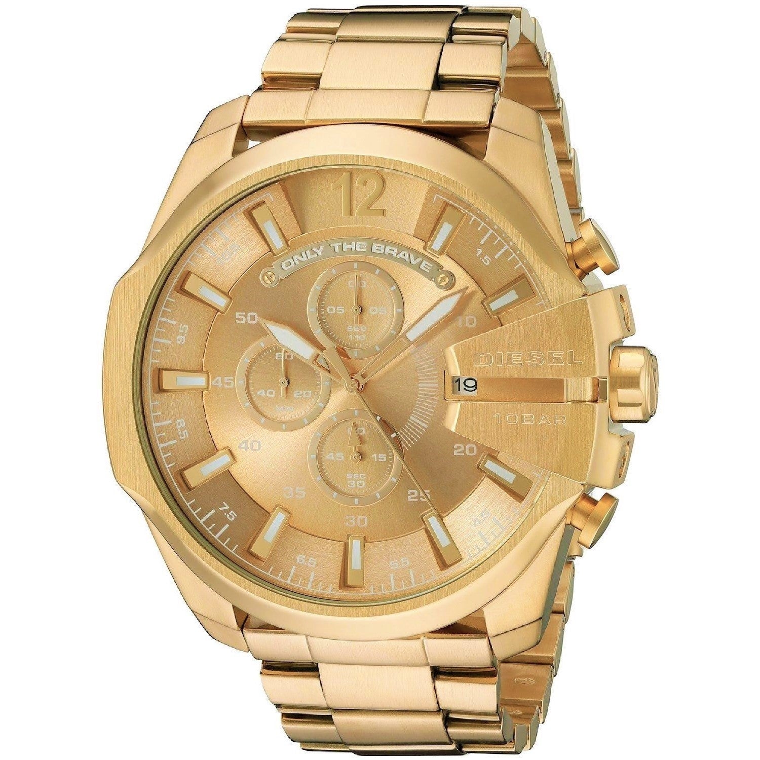 Diesel DZ4360 Mega Chief Chronograph Men's Watch – Gold Dial & Gold Stainless Steel Strap